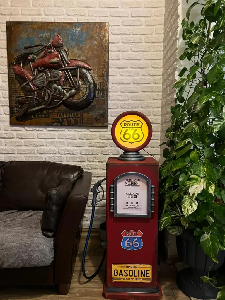 route 66 benzin pompasi dolabi ev dekoru